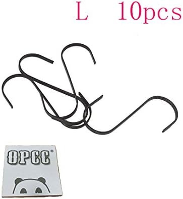 OPCC 【BIG】 SIZE 10 PCS Color Heavy-duty Steel S-hooks for Plants, Towels , Gardening Tools,black Enamel Coated Metal, Tree Branch Hook for Bird Feeders. Includes Installation Hardware Designed for Any Kitchen,1PCS Opcc Sticky Notes included (black)