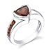 Sterling Silver 2.50 cts Trillion & Round Cut Garnet Ring Size 7