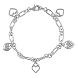Sterling Silver Dangling Heart Bracelet