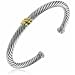 Designer 14K Solid Gold and Silver Cable Design Bangle