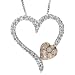10k Two Tone Diamond Heart Pendant Necklace, 18