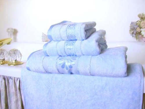 MARRIKAS Egyptian Cotton 6 Piece Jacquard Towel Set BLUE