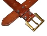 Polo Ralph Lauren Mens Italy Brown Leather Brass Belt 38