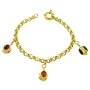 Carnelian, Amber, Tourmaline 14 Karat Yellow Gold Charm Bracelet 7.5 inch