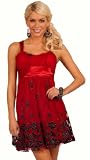 Sleeveless Sheer Floral Design Empire Waist Bubble Skirt Evening Party Dress