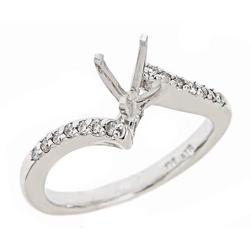 0.23ct Diamond Engagement Semi Mount Ring in Pave Setting 14K White Gold ( VS Clarity, F Color )