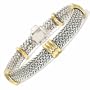 Italian 18kt Yellow Gold And Sterling Silver Woven Bracelet. 8.75"