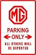 MG PARKING ONLY classic sport car street sign