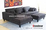 3pc Euro Design Dark Gray Microfiber Sectional Sofa Set S168L