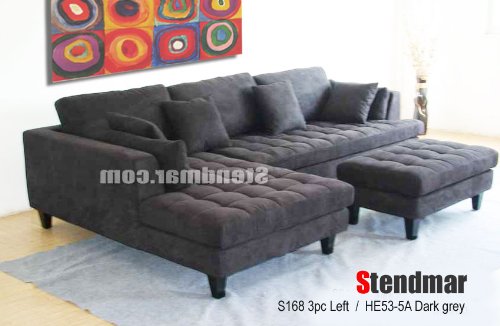 3pc Euro Design Dark Gray Microfiber Sectional Sofa Set S168ldg