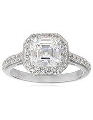 Sterling Silver Swarovski Zirconia 1.5cttw Asher Center Halo Engagement Ring