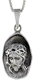 Sterling Silver Jesus Head Charm, 1 3/8' (35mm) Tall.
