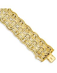 14k Yellow Gold Fancy Textured Woven Link Italian Bracelet 7.5 Inches Long