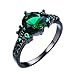 Junxin Black Gold Emerald Green Round Cubic Zirconia CZ Stones Ring Daily Wear Size6/7/8/9/10