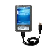 Coiled Power Hot Sync and Charge USB Data Cable w/ Tip Exchange for the Fujitsu Loox 410 - Gomadic Brand