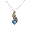 Heart Necklace With 0.90ctw Precious Stones - Genuine Diamonds and Topaz in Yellow Gold Length 18in