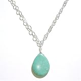 Sterling Silver Linked Chain Necklace with Large Chalcedony Pendant