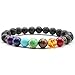 Top Plaza 7 Chakra Healing Bracelet with Real Stones Lava Diffuser Mala Meditation Stretch Bracelets (Elastic Style 2)