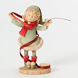 Enesco Heart of Christmas Gift Elf with Roll of Ribbon Figurine, 3.74-Inch