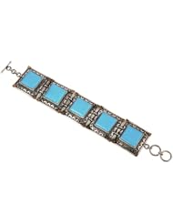 Sterling Silver Blue Turquoise Cabochons Gemstones Breaclet Jewelry