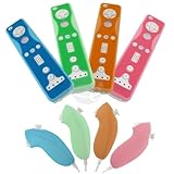 eForCity Premium Silicone Case 4 Color Combo Set for Nintendo Wii (Pink / L ....