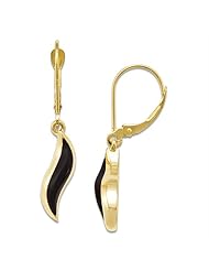 Black Coral Earrings in 14K Yellow Gold