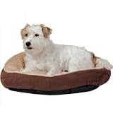 Paw Print Oval Cat and Dog Bed - Brown