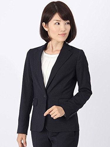 (ザ・スーツカンパニー) ウォッシャブル/マイクロギャバストレッチ ストライプ柄ジャケット ネイビー×ライトグレー