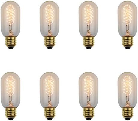 8 Pack - Dealighting Nostalgic Dimmable 25 Watt T45 Edison Incandescent Filament Light Bulbs