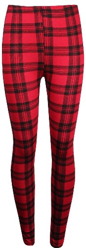 New Womens Plus Size Tartan Swing Dress Check Block Leggings 12-22