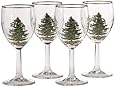 Spode Christmas Tree 13-Ounce Wine Goblets with Gold Rims, Set of 4