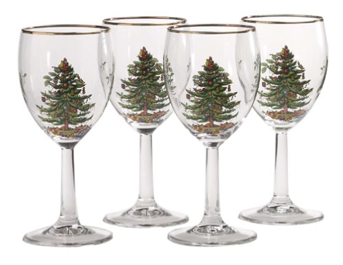 Spode Christmas Tree Wine Goblets, Set of 4