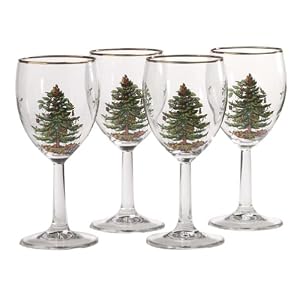 Click to buy Spode Christmas Tree 13-Ounce Wine Goblets with Gold Rims, Set of 4<br> from Amazon!