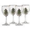 Spode Christmas Tree 13-Ounce Wine Goblets with Gold Rims, Set of 4