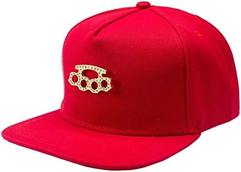 Unisex Hiphop Punk Dance Bling Logo Canvas Flat Brim Snapback Cap Hat Red