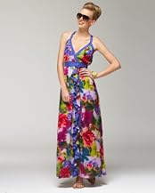 Spring Print Silk Maxi Dress