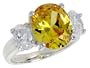 Sterling Silver 5.0 Carat Size Oval Cut Citrine Colored CZ Bridal Ring (Available in Sizes 6 to 10) size 8