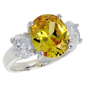 Buy Sterling Silver 5.0 Carat Size Oval Cut Citrine Colored CZ Bridal Ring by Sabrina Silver