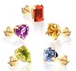 10k Yellow Gold Multi-Gemstone Stud Earring 5-Piece Box Set