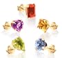 10k Yellow Gold Multi-Gemstone Stud Earrings 5-Piece Box Set