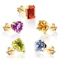 10k Yellow Gold Multi-Gemstone Stud Earring 5-Piece Box Set