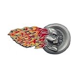 Flaming Skull W/ Bike Tire Belt Buckle by Bergamot