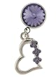 Non-Piercing Belly Button Ring Surgical Steel w/ Swarovski CZ Crystal Set - Open Heart Dangle - Tanzanite