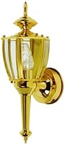 Designers Edge L-2553PB 16-Inch Dual Eye Motion-Activated Outdoor One-Light Upward Wall Sconce, Polished Brass with Beveled Glass