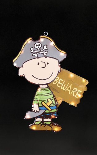 15" Peanuts Charlie Brown Pirate Lighted Halloween Window Decoration #77088