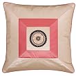 Decorative Handmade Pink & Beige Cushion Cover / Pillow Sham - Squares & Sunflower Design