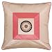 Decorative Handmade Pink & Beige Cushion Cover / Pillow Sham - Squares & Sunflower Design