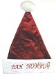 17" Red Glitter Plush Santa Hat "Bah Humbug" - Size Medium