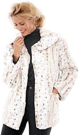 Old Pueblo Traders Women's Plus Size Zig-Zag Patterned Faux Fur Coat