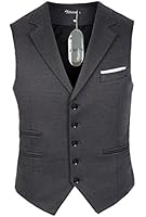 Zicac Men's 5 Button Suit Separate Vest Slim Fit V-neck Waistcoat